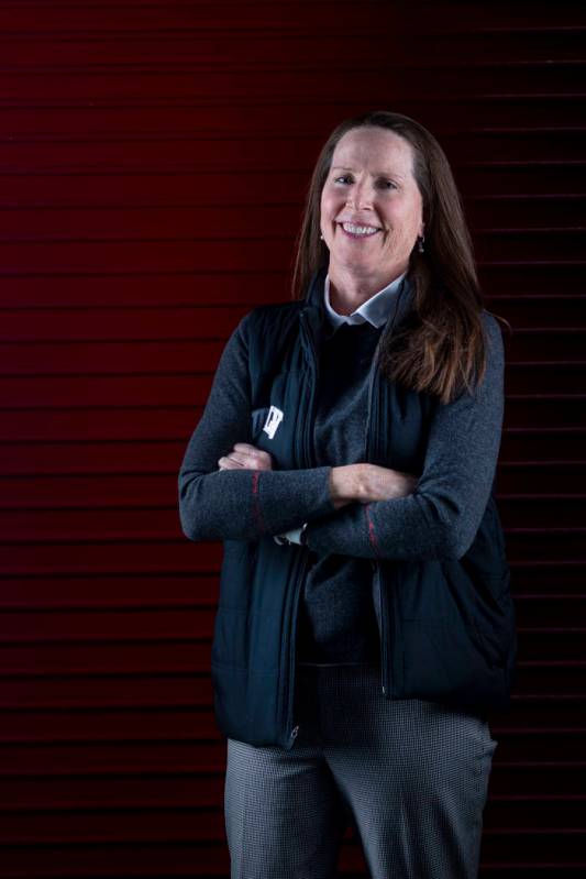 UNLV Lady Rebels head coach Kathy Olivier poses for a portrait during UNLV women's basketball m ...