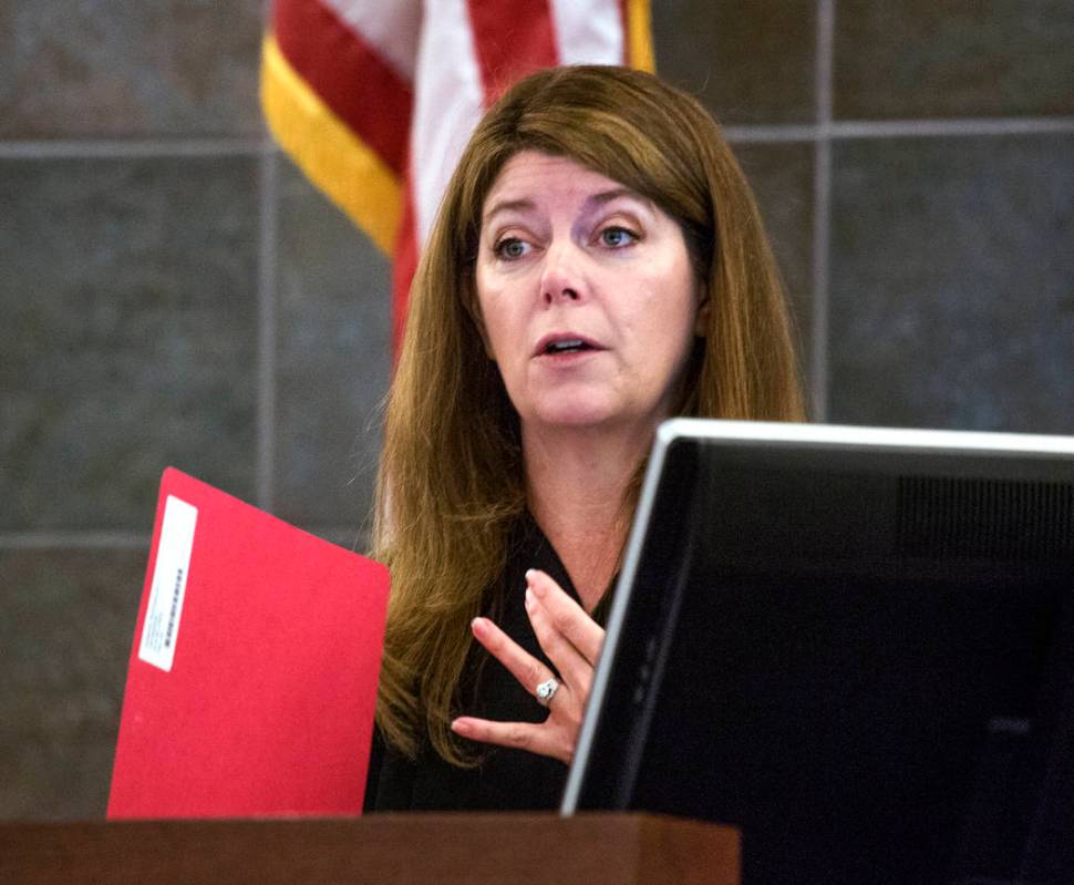 Las Vegas Justice of the Peace Cynthia Cruz speaks to attorneys in court on May 18, 2016. (Jeff ...