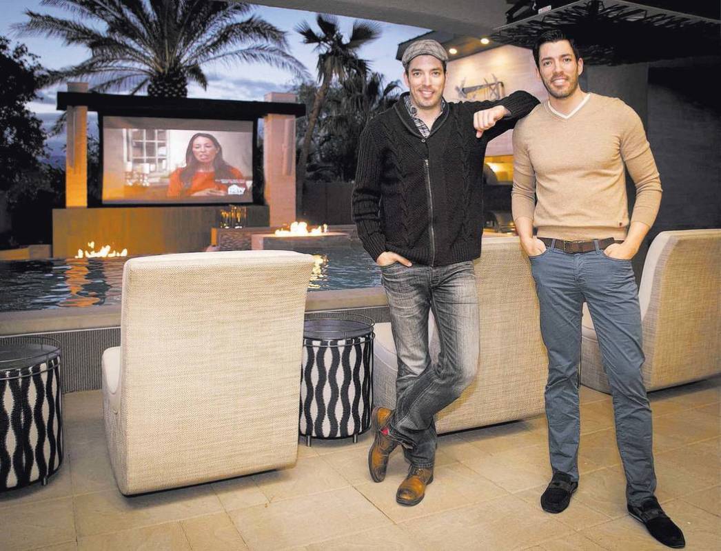 Jonathan and Drew Scott in their Las Vegas home. (Tonya Harvey/Real Estate Millions)
