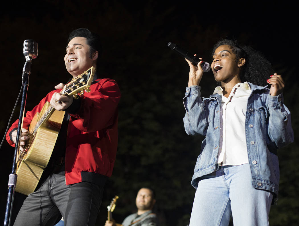 Fana Hughes, right, sings alongside Cole from "Elvis Presley's Heartbreak Hotel" show at the 26 ...