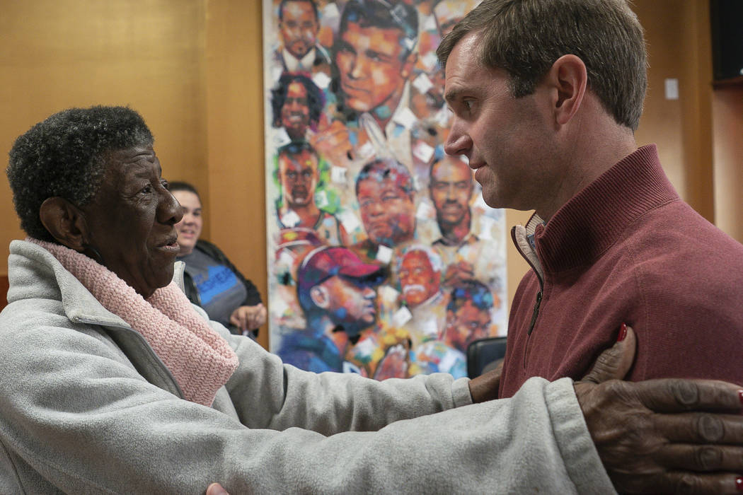 Kentucky Attorney General and Democratic gubernatorial candidate Andy Beshear speaks with Maddi ...