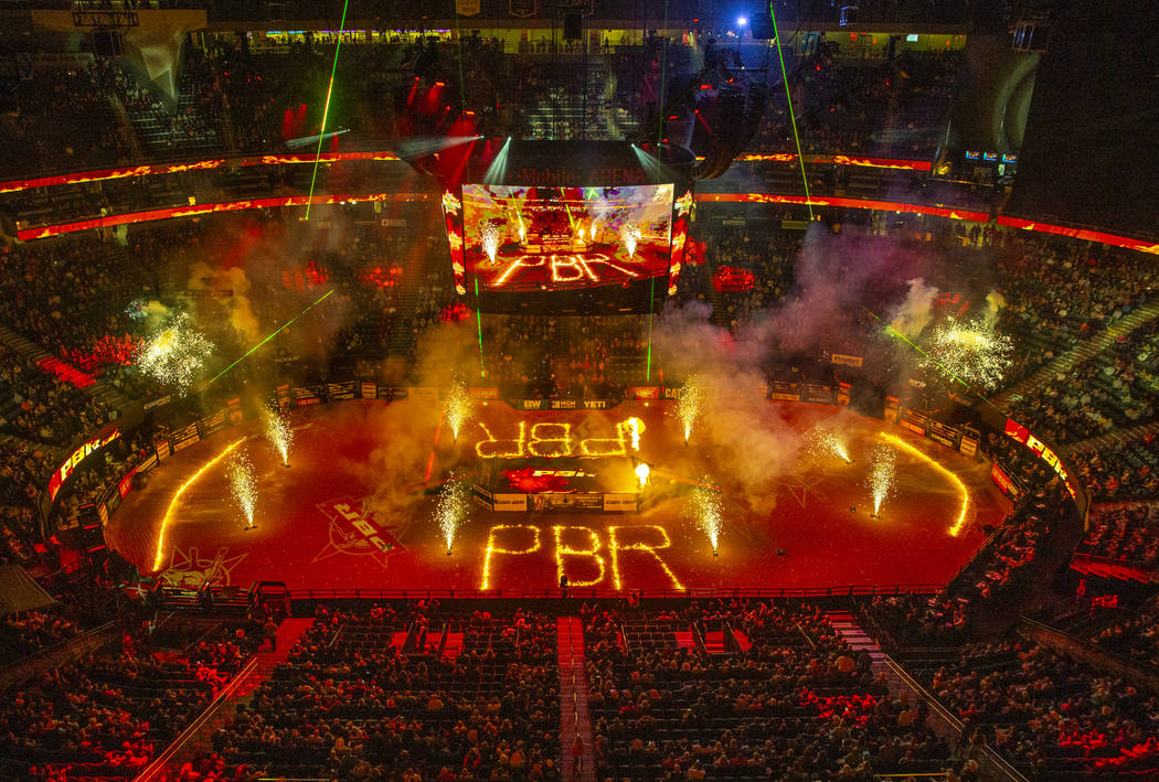 Opening ceremonies for the PBR World Finals at T-Mobile Arena on Wednesday, Nov. 6, 2019, in La ...