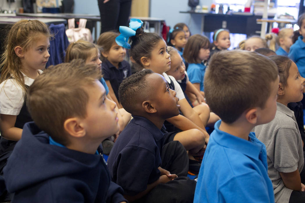 Kindergarten students in class at Pinecrest Academy, Nevada's newest campus in Henderson, Sloan ...