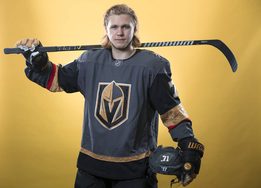 Vegas Golden Knights center William Karlsson (71) poses for a portrait during the NHL teams med ...