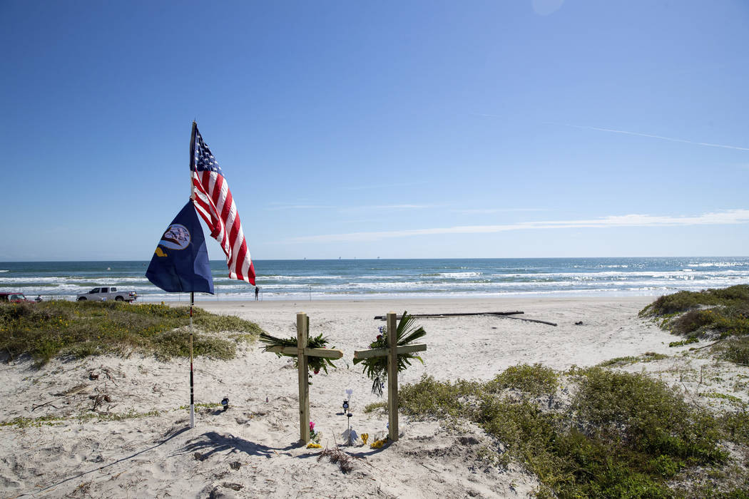 This Monday, Nov. 4, 2019 photo shows a makeshift memorial for James and Michelle Butler at mil ...