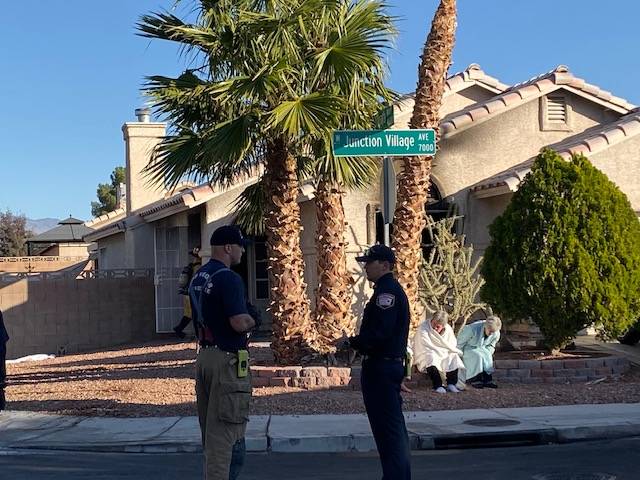 Five people escaped from a house fire on Junction Village Avenue in northwest Las Vegas Thursd ...
