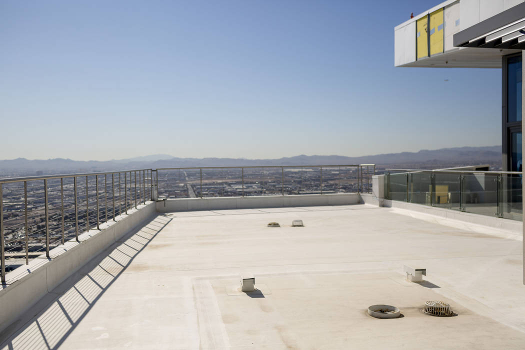 Space is prepared for a helicopter pad at the Palms Place penthouse under renovation. It was so ...