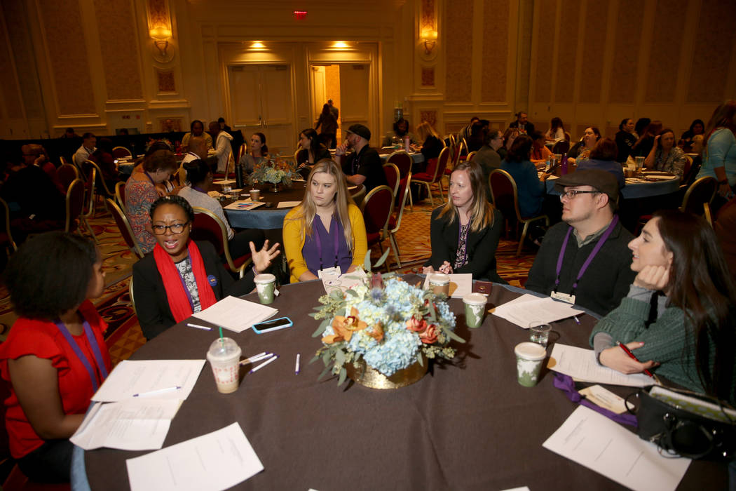 Supporters of Nevada Partnership for Homeless Youth (NPHY), from left, Nia Hopkins, 20, Augusta ...