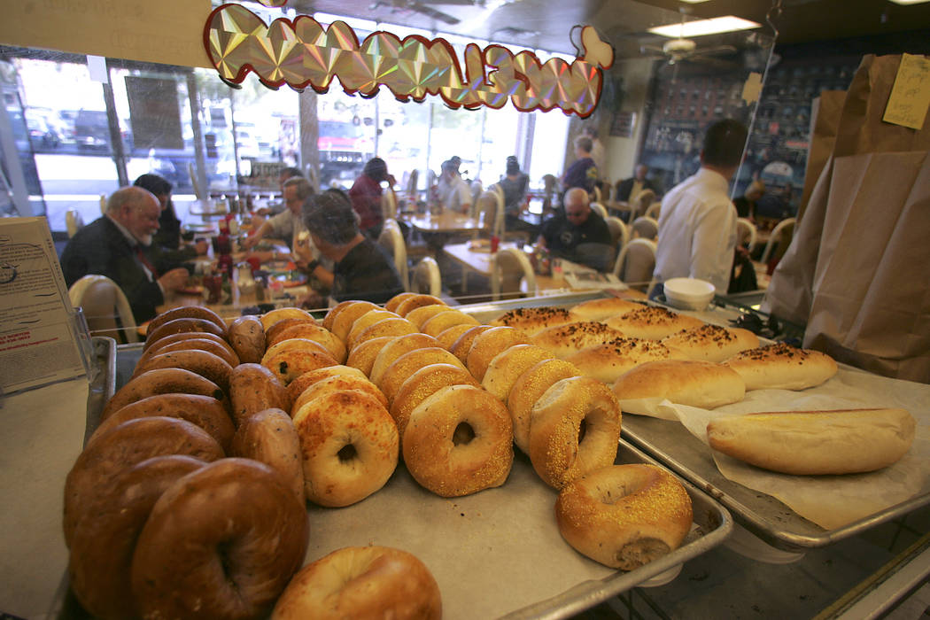 Finished bagels are displayed for customers at Bagelmania. (Las Vegas Review-Journal File)