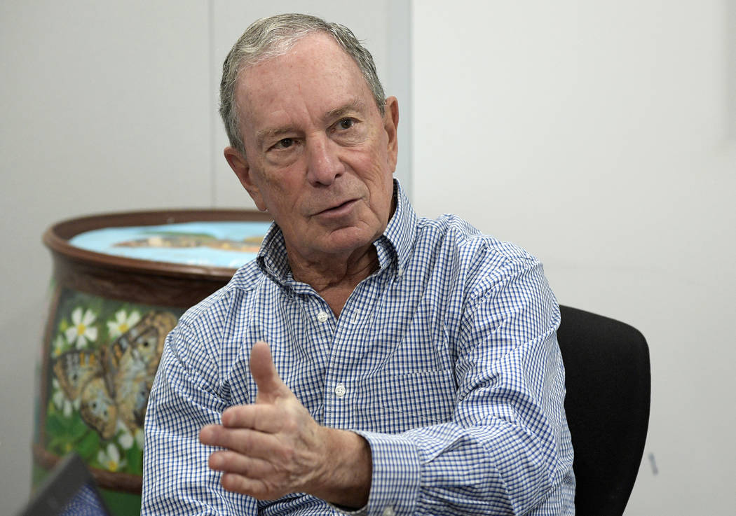 FILE - In this Feb. 8, 2019 file photo, former New York City Mayor Michael Bloomberg answers a ...