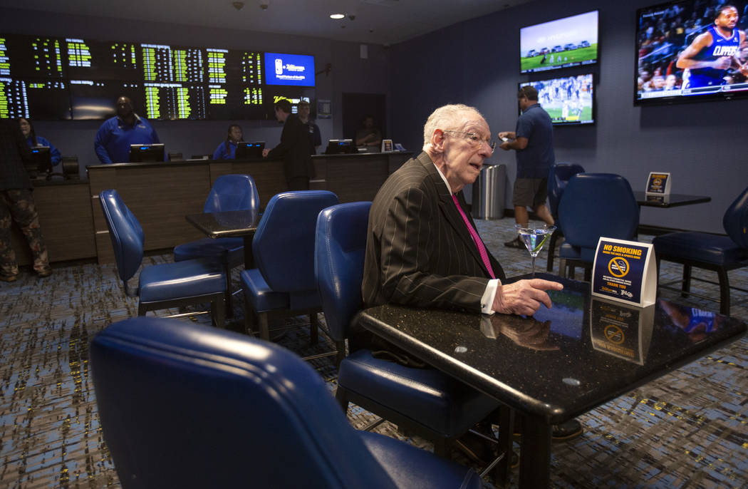 Former Las Vegas Mayor Oscar Goodman Oscar Goodman waits to unveil the new video wall at the re ...