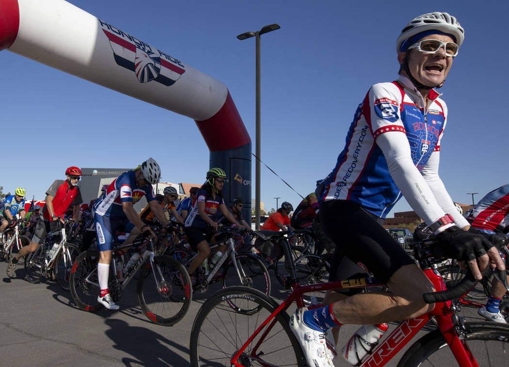 The Las Vegas Honor Ride takes off on their routes, which range from 19 miles to 64 miles, on S ...