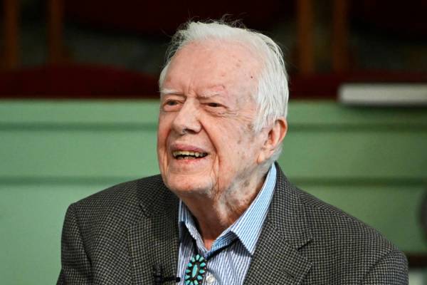 In this Sunday, Nov. 3, 2019, photo, former President Jimmy Carter teaches Sunday school at Mar ...