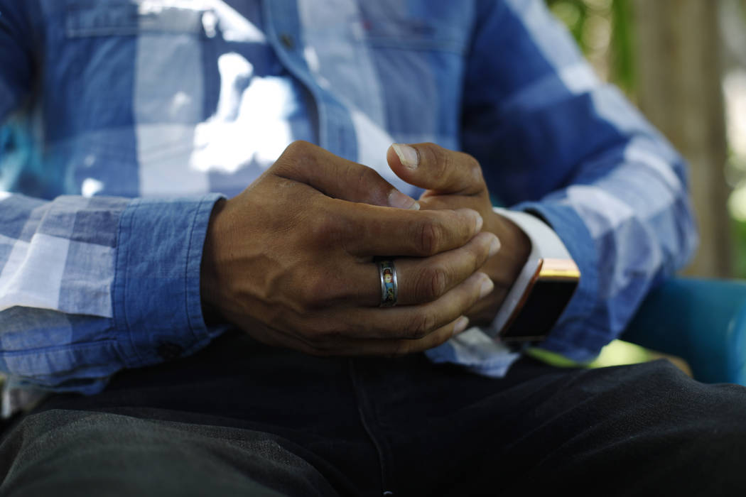 In this Aug. 23, 2019, photo, a Honduran father talks during an interview in Comayagua, Hondura ...