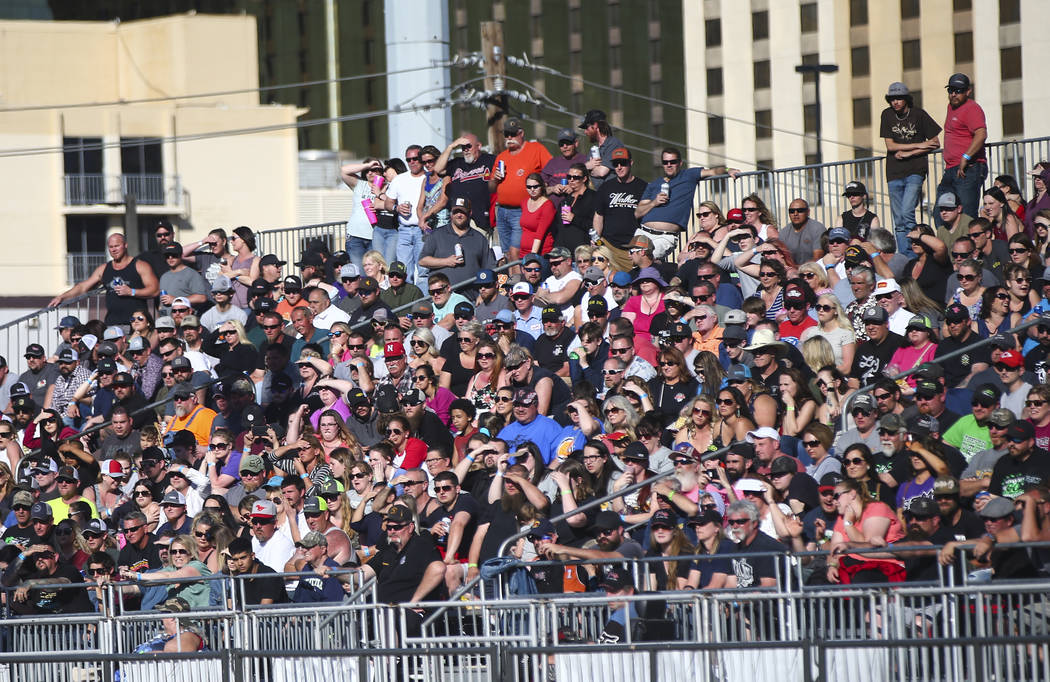 Attendees watch the inaugural Casino Battle Royale Demolition Derby at the Core Arena at the Pl ...