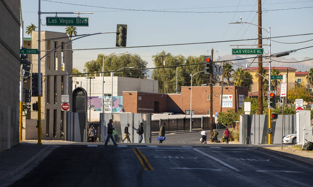 The recently installed gate at Foremaster Lane and Las Vegas Boulevard is pictured on Wednesday ...