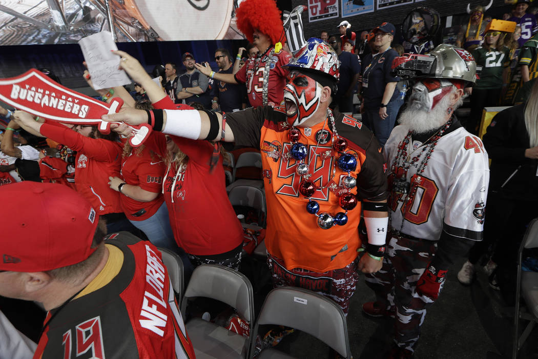 Tennessee Titans fan Keith Kunzig, of Tampa Bay, Fla., main stage ahead of the second round of ...