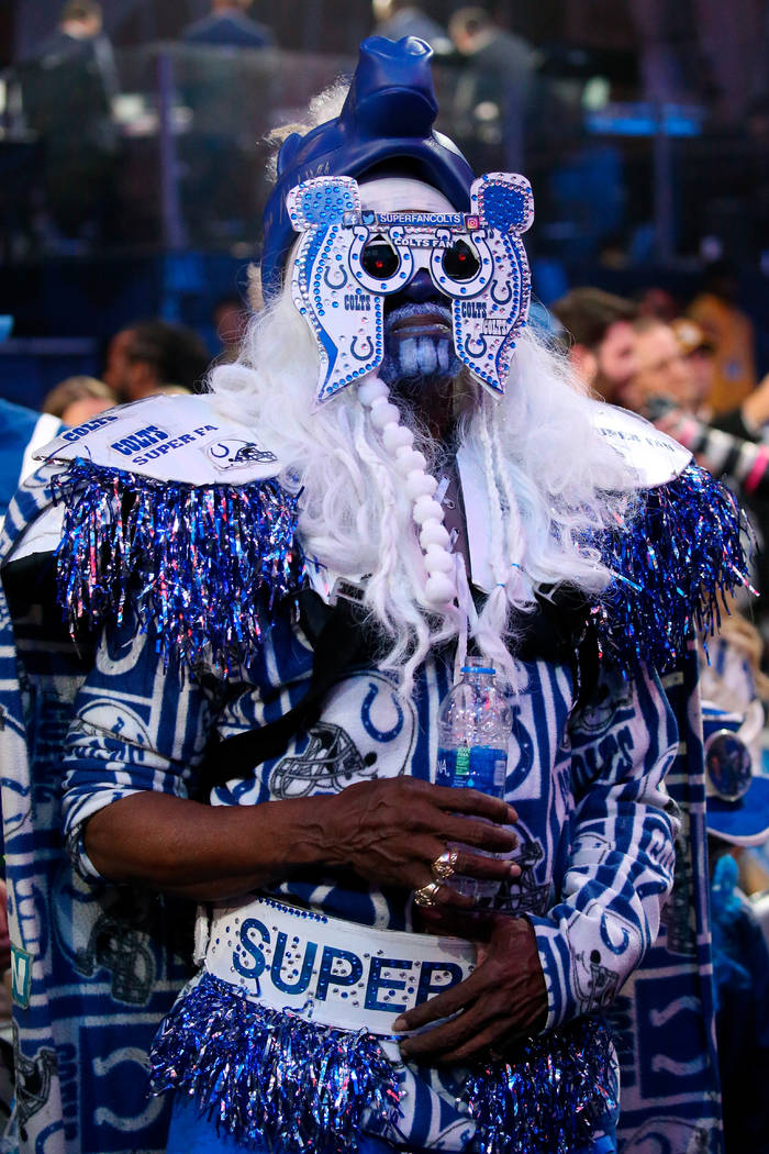 Fan celebrating at the NFL Draft, Friday, April 26, 2019 in Nashville, Tenn. (AP Photo/Vera Nie ...