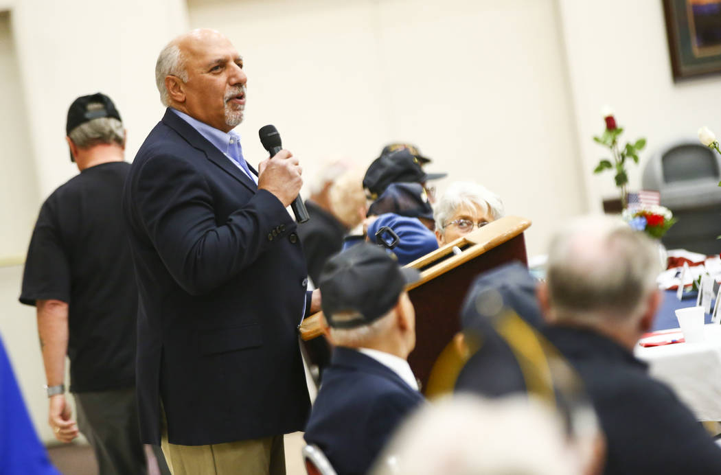 Las Vegas City Councilman Stavros Anthony speaks during an event honoring World War II veterans ...
