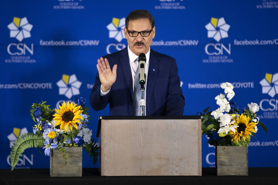 College of Southern Nevada President Dr. Federico Zaragoza begins the official dedication of th ...