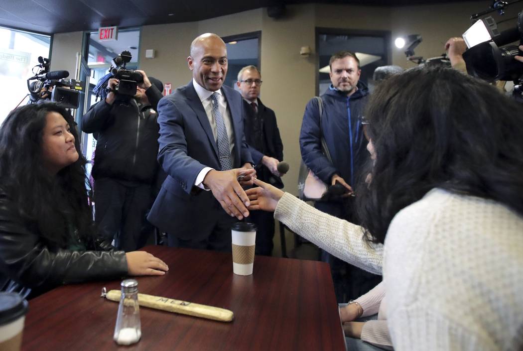 Democratic presidential candidate former Massachusetts Gov. Deval Patrick campaigns Thursday, N ...