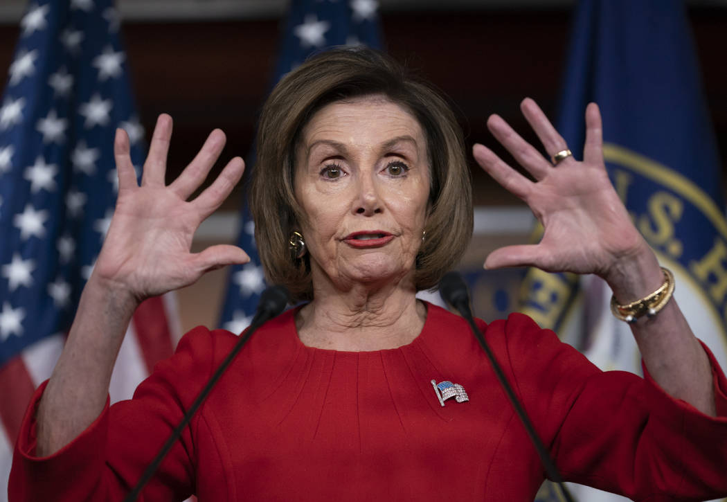 Speaker of the House Nancy Pelosi, D-Calif., talks to reporters on the morning after the first ...