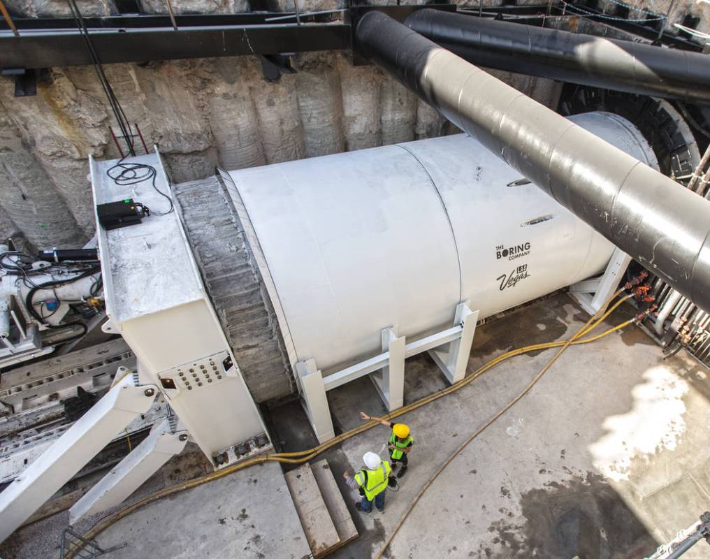 Media get a first glimpse at a tunnel boring machine at the future location of one of the under ...