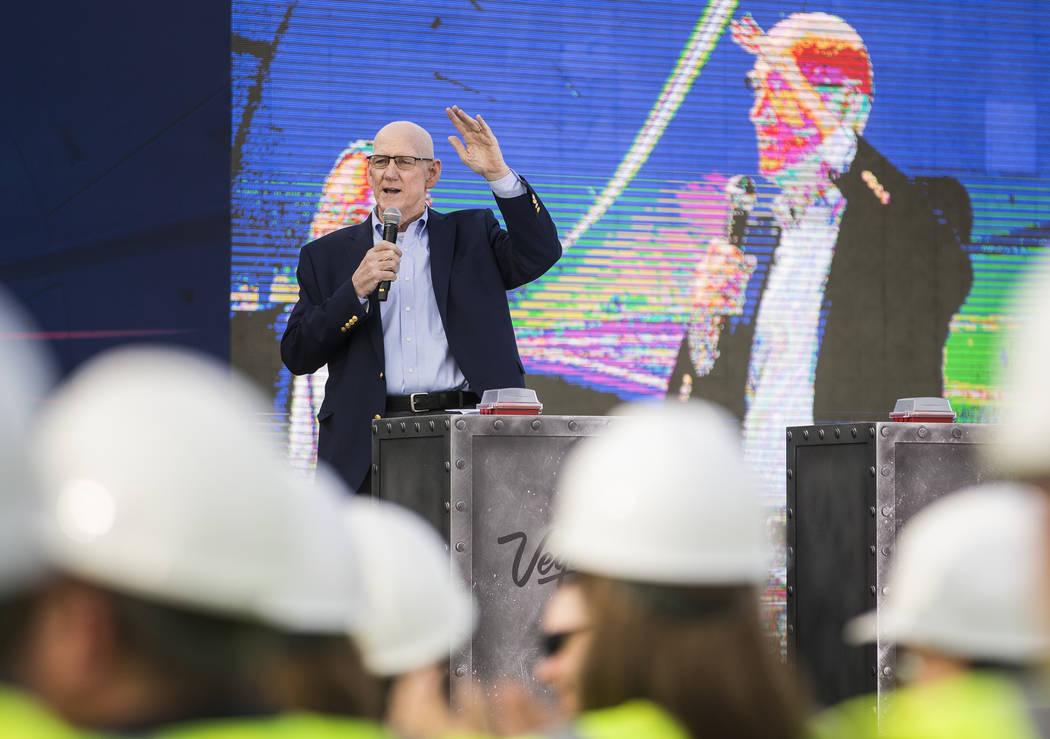 Clark County Commissioner Larry Brown speaks at the future location of one of the underground p ...