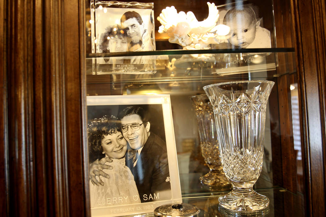 Family photos are displayed in the living room of Jerry Lewis' Las Vegas home. (Las Vegas Revie ...