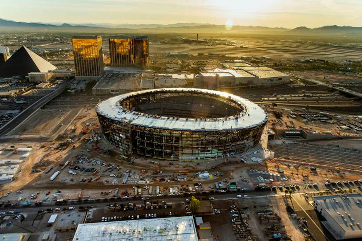 The Raiders Allegiant Stadium construction site on Wednesday, Oct. 16, 2019, in Las Vegas. (L.E ...