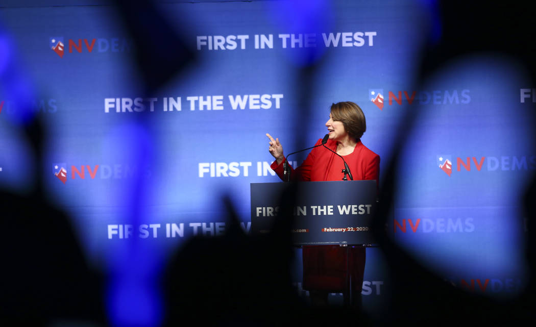 U.S. Sen. Amy Klobuchar, D-Minn., speaks during the Nevada State Democratic Party's "First in t ...