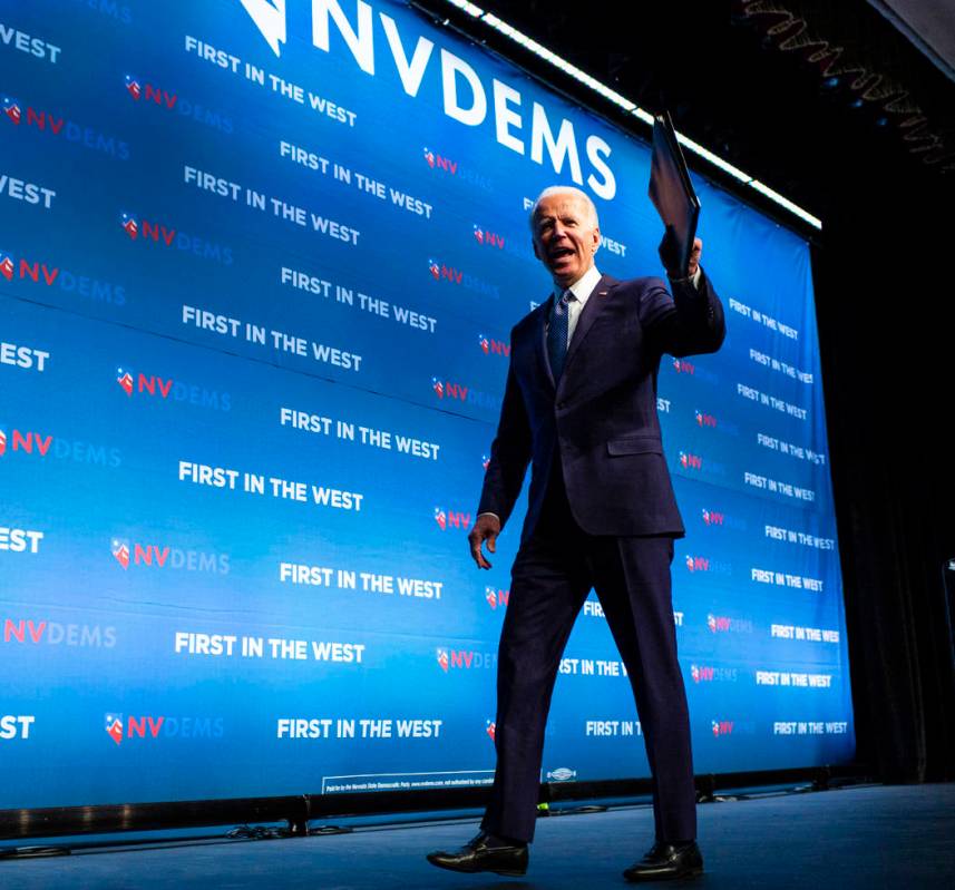 Democratic presidential candidate and former Vice President Joe Biden speaks during the Nevada ...