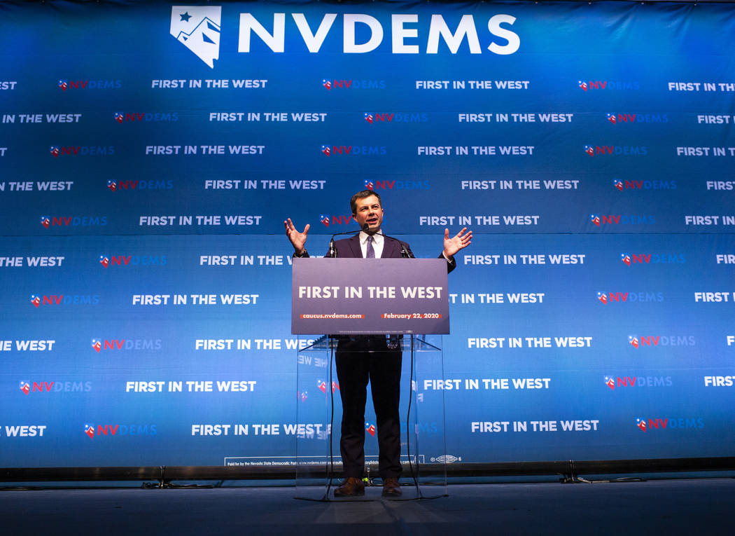 Democratic presidential candidate Mayor Pete Buttigieg, of South Bend, Ind., speaks during the ...