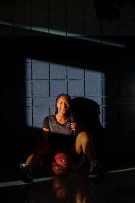 Centennial junior Taylor Bigby poses for a portrait after a varsity girls practice at Centennia ...