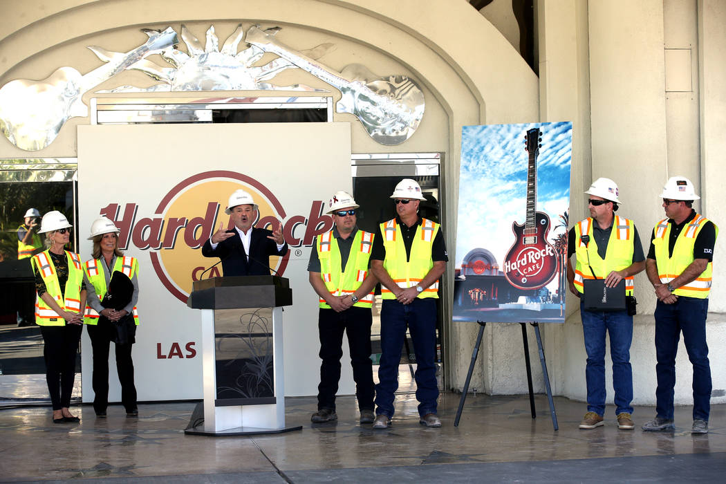 Richard "Boz" Bosworth, president and CEO of JC Hospitality and Hard Rock Hotel, speaks before ...