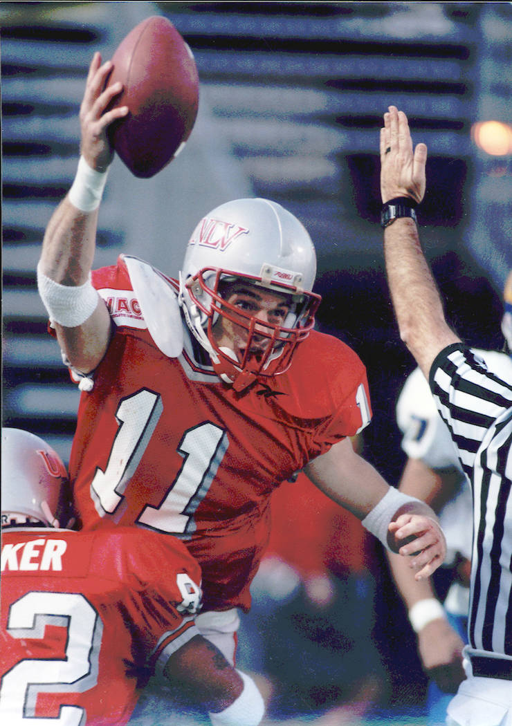 Todd Floyd, shown celebrating a touchdown during his career as a UNLV wide receiver, played foo ...
