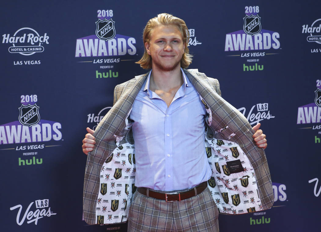 William Karlsson of the Golden Knights poses on the red carpet ahead of the NHL Awards at the H ...