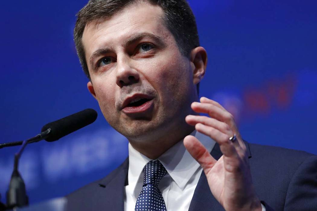 Democratic presidential candidate South Bend, Ind., Mayor Pete Buttigieg speaks during a fundra ...
