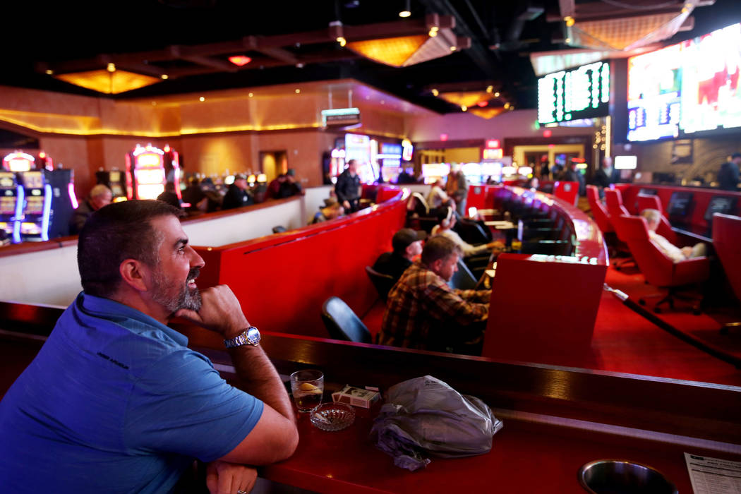 Brian Miller of Phoenix at Silverton sportsbook in Las Vegas Thursday, Nov. 21, 2019. (K.M. Can ...