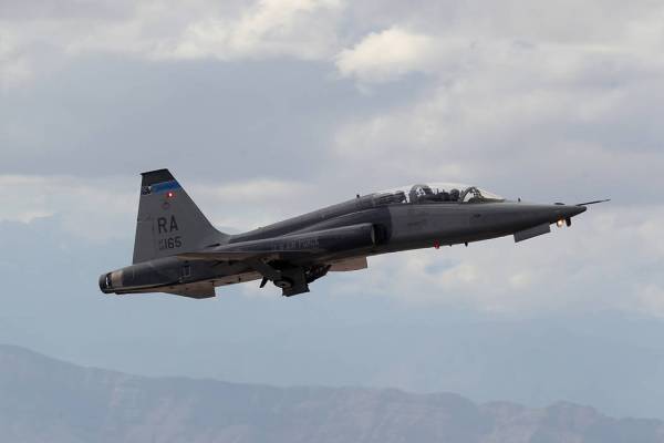 FILE--A T-38 Talon takes off from Nellis Air Force Base in Las Vegas during Red Flag air combat ...