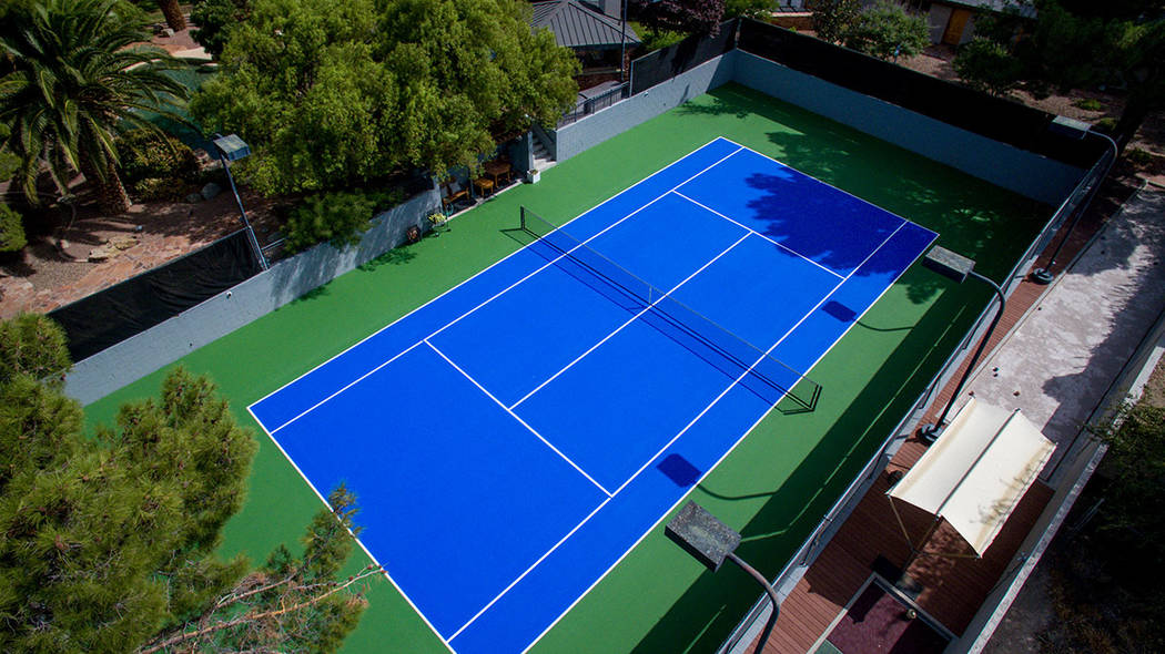 The tennis court is a major feature. (Simply Vegas)