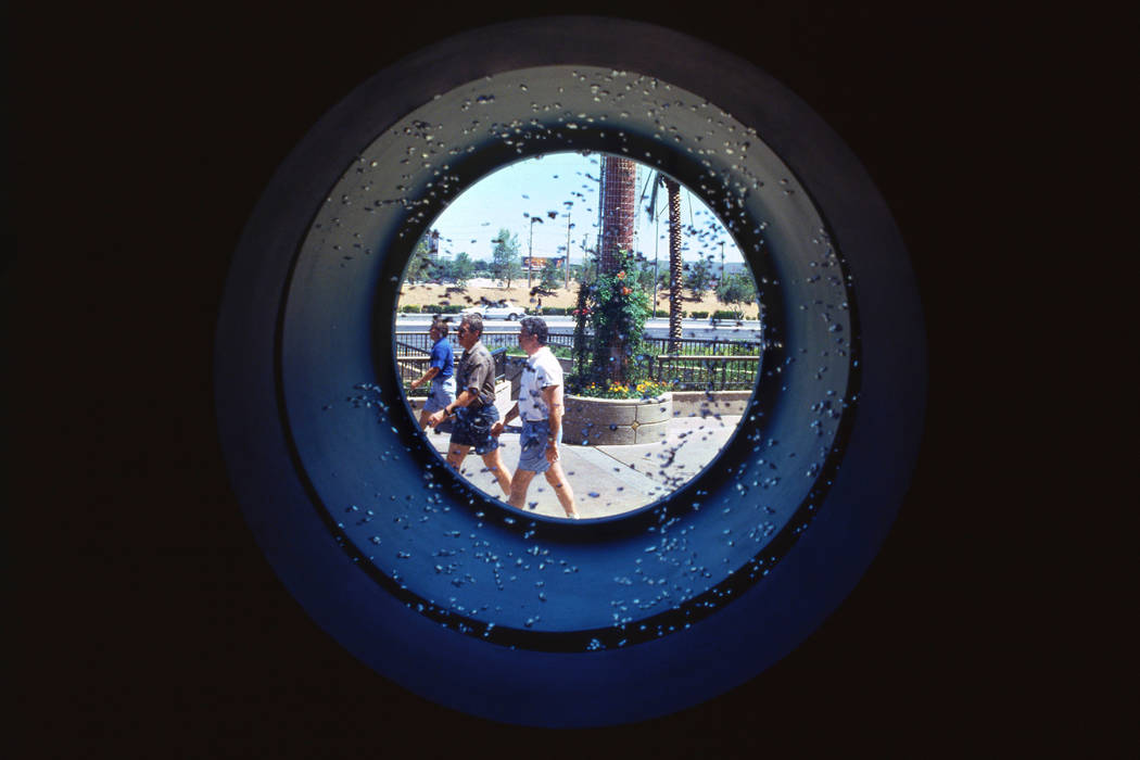 This a view looking out of one of the porthole windows during a media preview of the restaurant ...