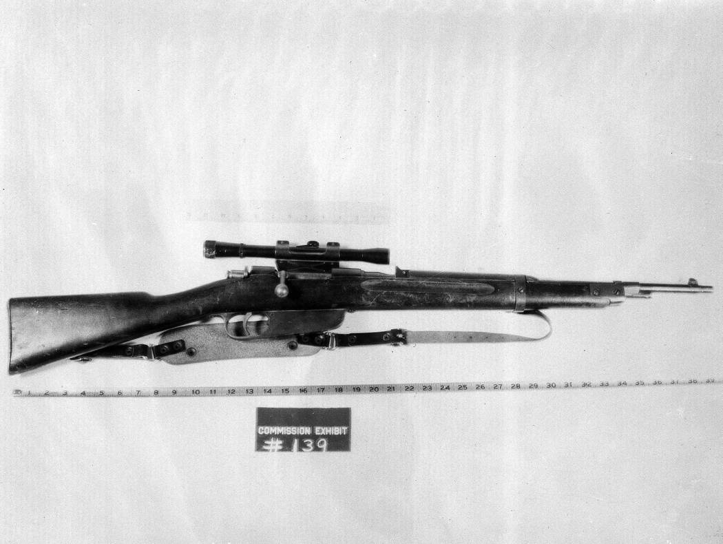 This Mannlicher-Carcano bolt-action, clip-fed rifle, found in the Texas School Book Depository ...