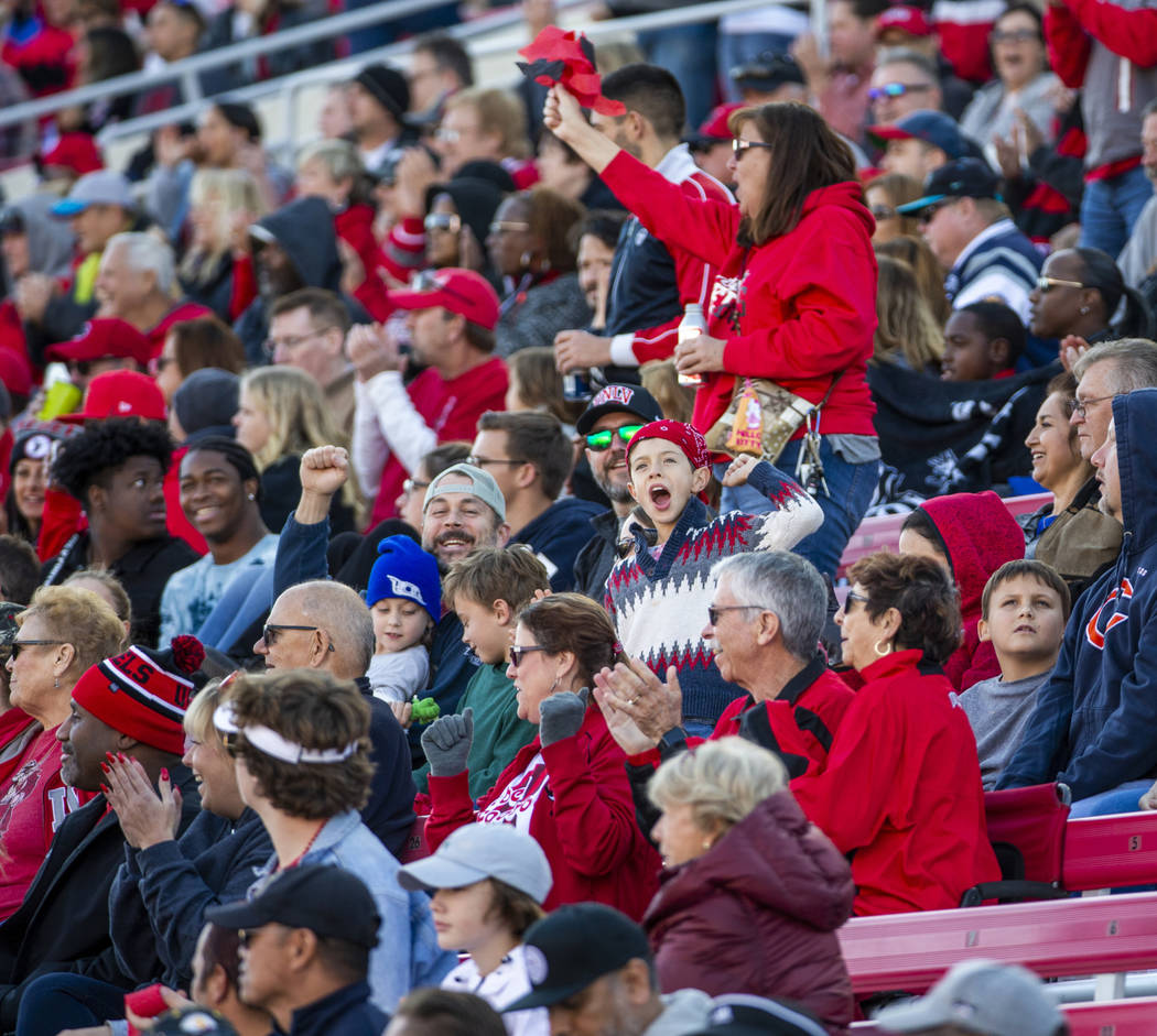 UNLV Rebels fans cheer another turnover versus the San Jose State Spartans during the second qu ...