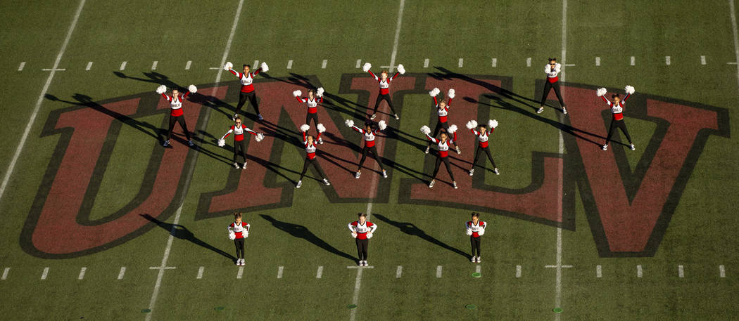 The Rebel Dolls perform at halftime as the UNLV Rebels battle the San Jose State Spartans durin ...