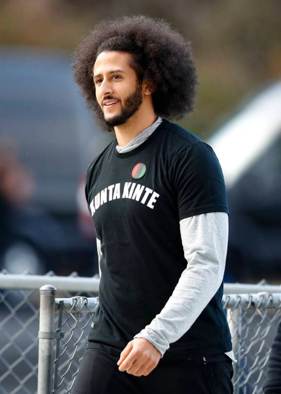 Free agent quarterback Colin Kaepernick arrives for a workout for NFL football scouts and media ...