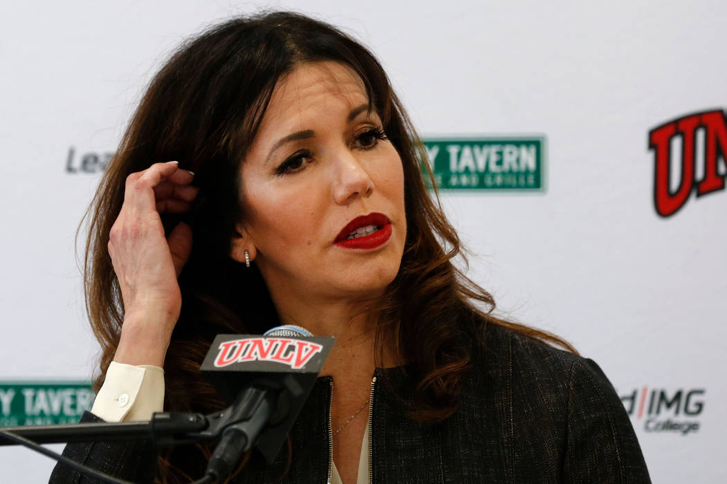 UNLV Director of Athletics Desiree Reed-Francois speaks during a news conference at UNLV in Las ...