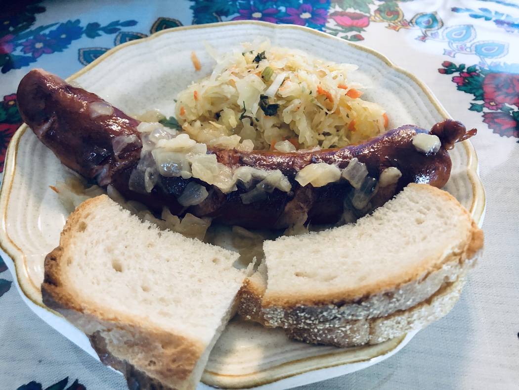 Polish sausage at Pierogi Village. (Al Mancini/Las Vegas Review-Journal)