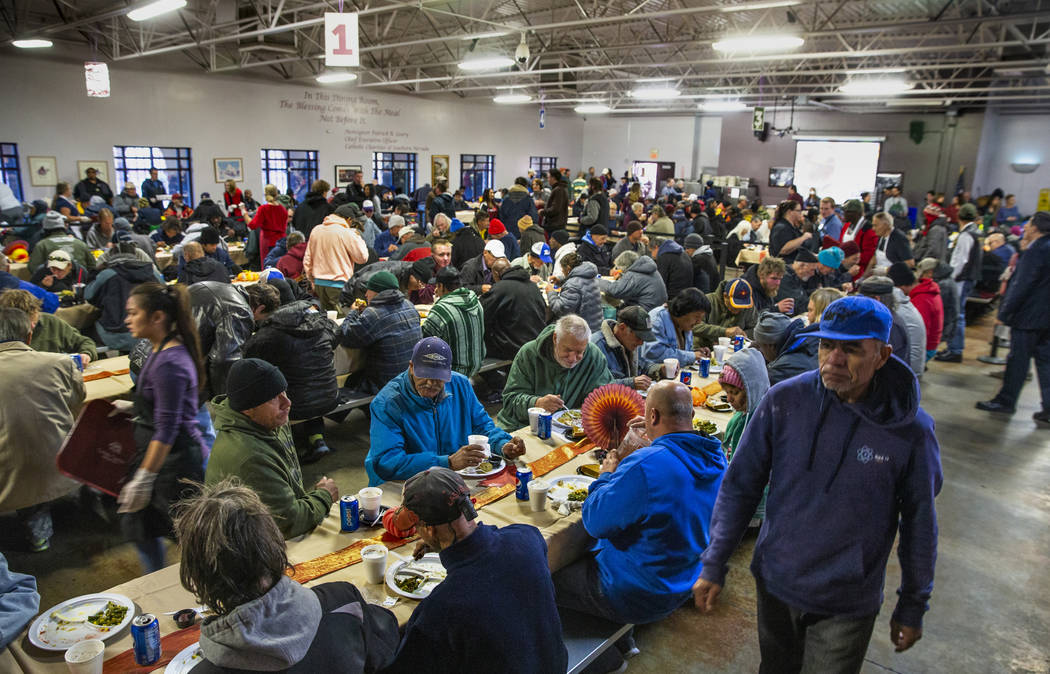 The St. Lied Vincent Dining Hall is full as Catholic Charities of Southern Nevada serves its 54 ...