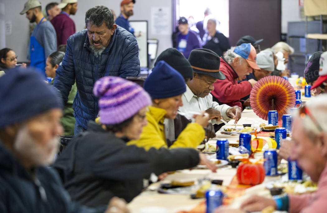 The St. Lied Vincent Dining Hall is full as Catholic Charities of Southern Nevada serves its 54 ...